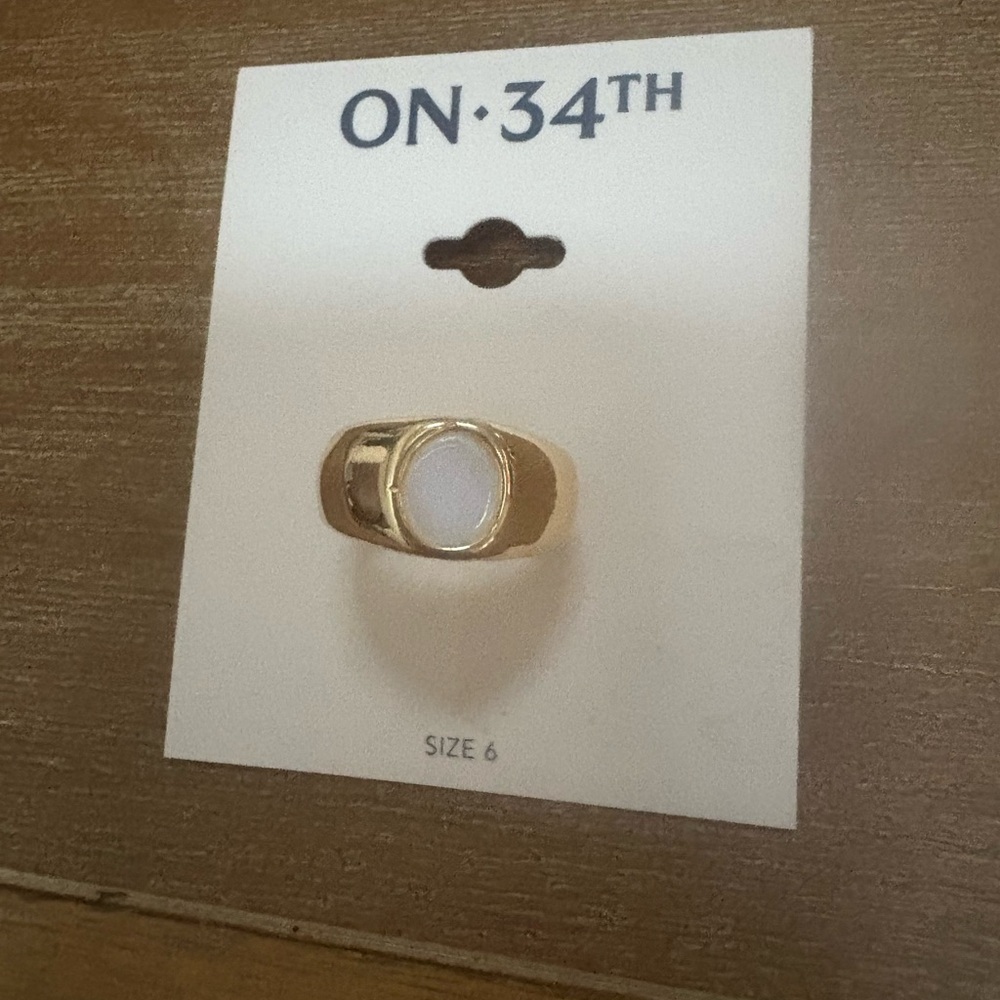ON 34TH Elegant Gold Ring with White Detail